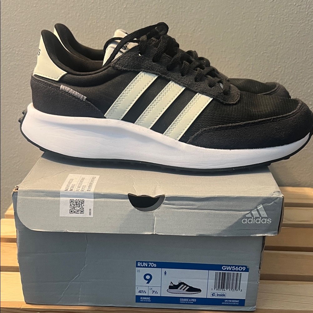 Adidas Black and White Running Shoes